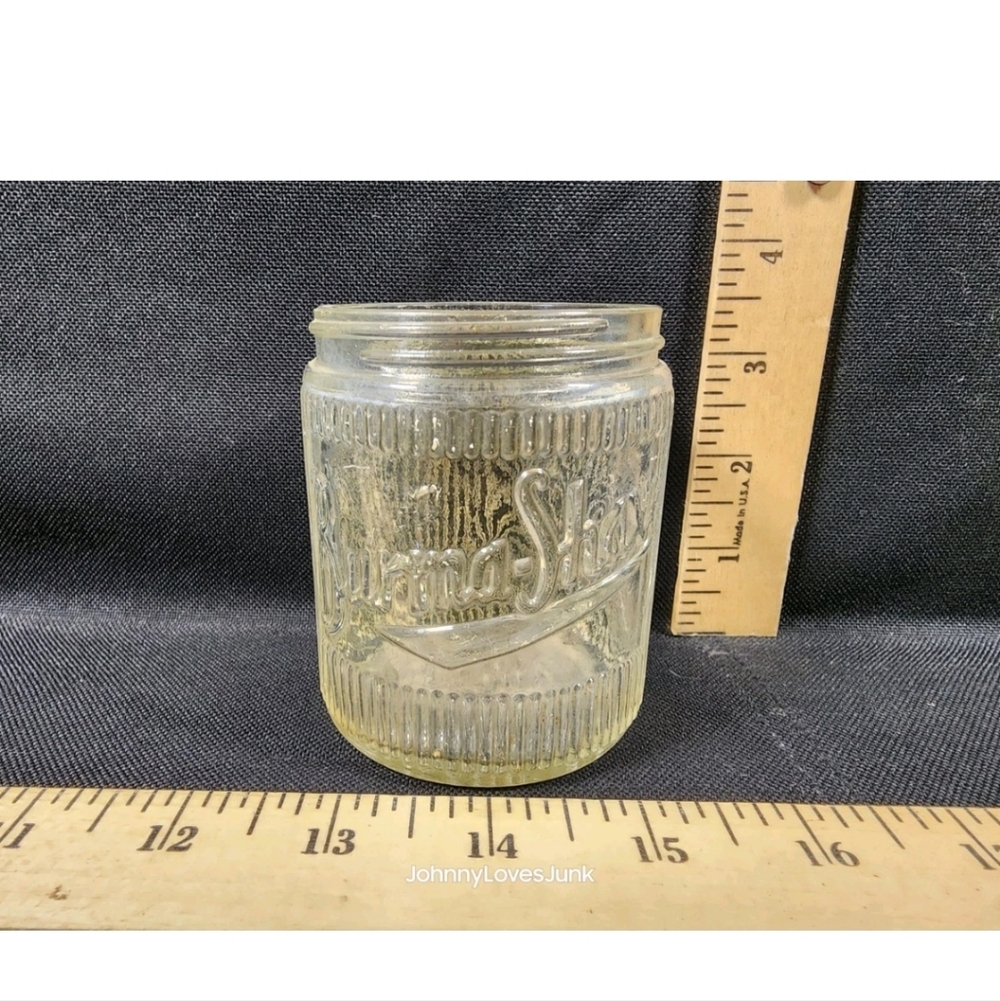 Antique Burma Shave Embossed Ribbed Bottle No Lid Empty Shaving Collectible